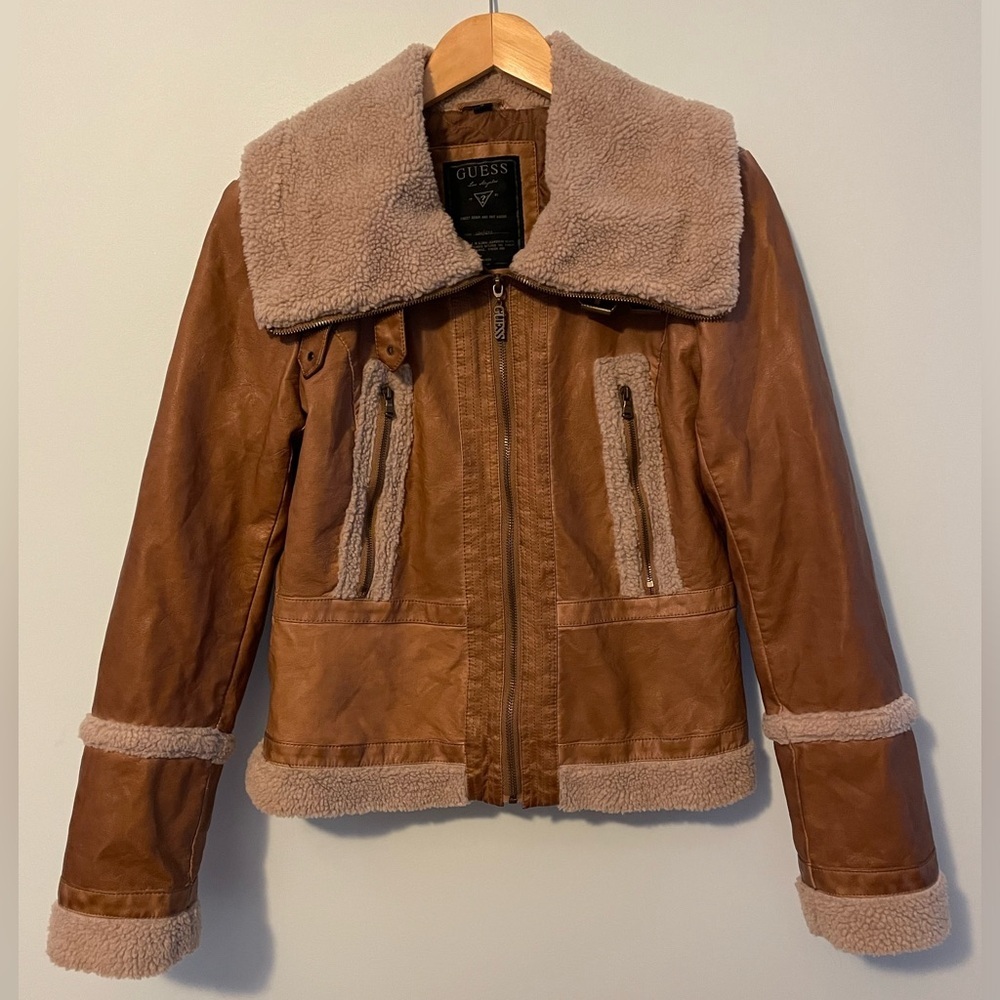 Guess Vintage Faux Leather Jacket Small/Medium
